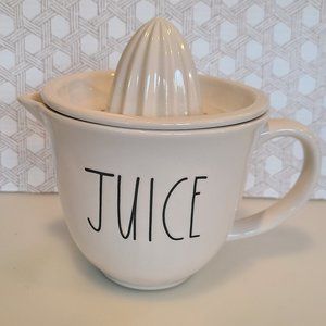 Rae Dunn JUICE Citrus Juicer Pitcher w/Removable Lid - White Ceramic Magenta
